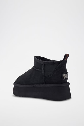 Botines de piel ovina nobuk forrados con plataforma - Negro