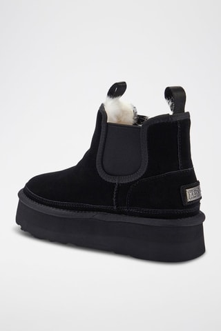 Botines Chelsea de piel ovina nobuk forrados con plataforma - Negro