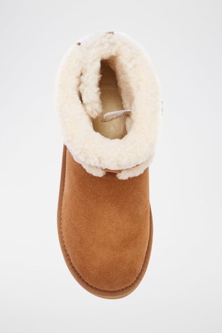 Botines de piel ovina nobuk forrados con plataforma - Marrón