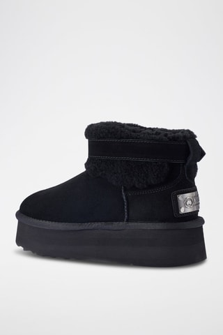 Botines de piel ovina nobuk forrados con plataforma - Negro