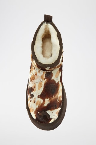 Botines de nobuk forrados con plataforma - Beige y negro