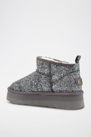 Botines de piel ovina nobuk forrados con plataforma - Gris