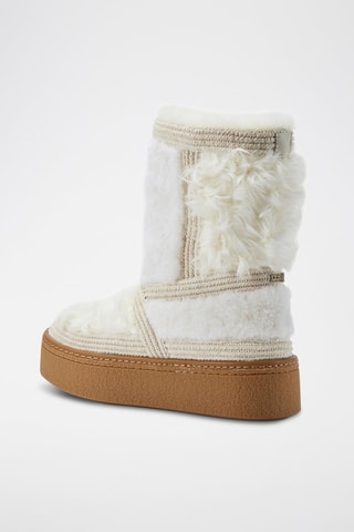 Botines de piel ovina nobuk forrados con plataforma - Blanco