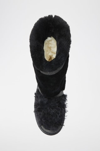 Botines de piel ovina nobuk forrados con plataforma - Negro y gris oscuro