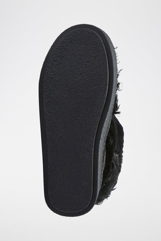 Botines de piel ovina nobuk forrados con plataforma - Negro y gris oscuro