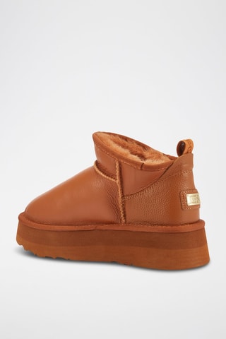Botines de piel ovina forrados con plataforma - Camel