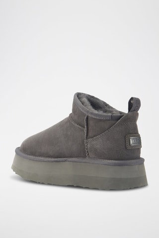 Botines de piel ovina nobuk forrados con plataforma - Gris oscuro