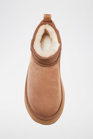 Botines de piel ovina nobuk forrados con plataforma - Marrón