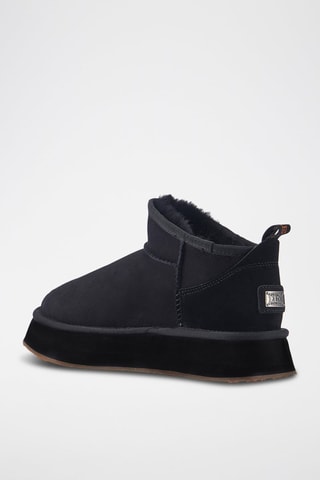 Botines de piel ovina nobuk forrados con plataforma - Negro