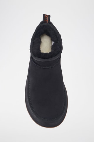 Botines de piel ovina nobuk forrados con plataforma - Negro