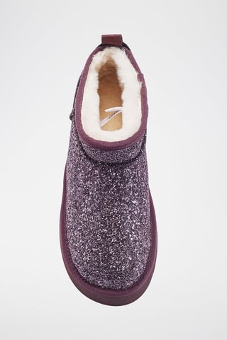 Botines de piel ovina nobuk forrados con plataforma - Violeta