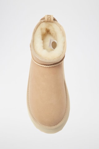 Botines de piel ovina nobuk forrados con plataforma - Marrón claro