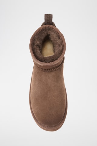 Botas de piel ovina con plataforma - Marrón