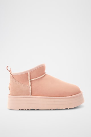 Botas de piel ovina con plataforma - Rosa