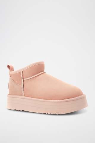 Botas de piel ovina con plataforma - Rosa