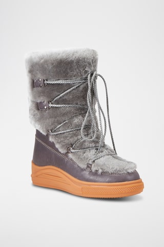 Botas de piel ovina de cuña - Gris