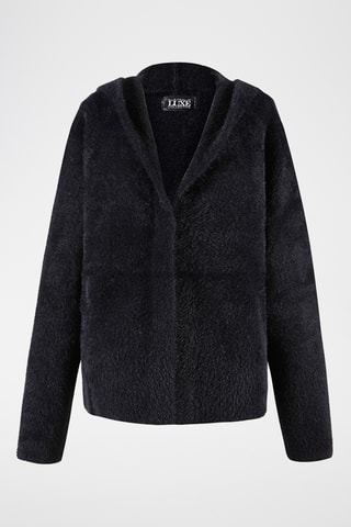 Chaqueta con capucha de punto - Negro