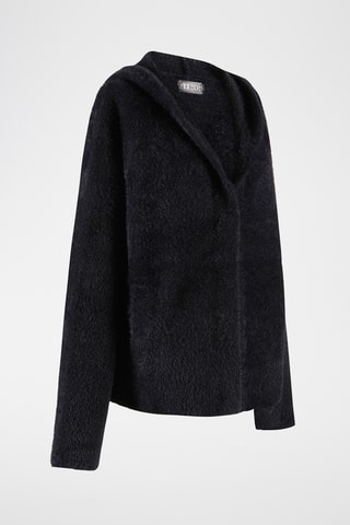Chaqueta con capucha de punto - Negro