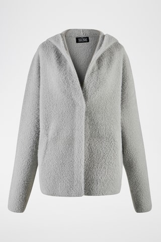 Chaqueta con capucha de punto - Gris claro
