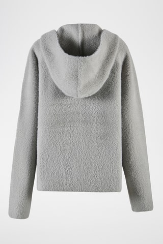 Chaqueta con capucha de punto - Gris claro