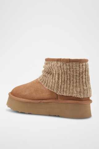 Botas de piel ovina con plataforma - Marrón