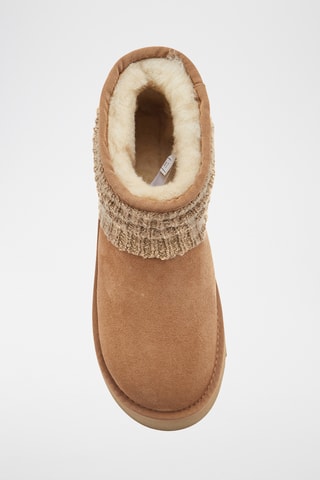 Botas de piel ovina con plataforma - Marrón