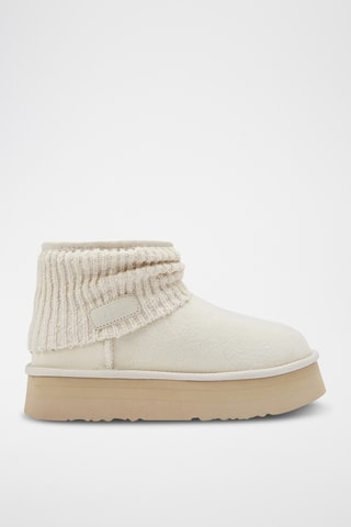 Botas de piel ovina con plataforma - Beige