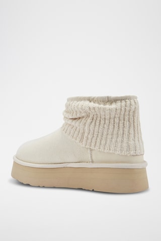 Botas de piel ovina con plataforma - Beige
