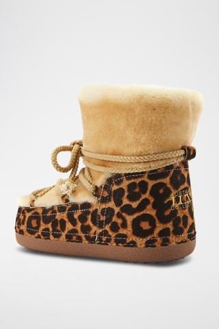 Boots com plataforma em couro de carneiro - Bege