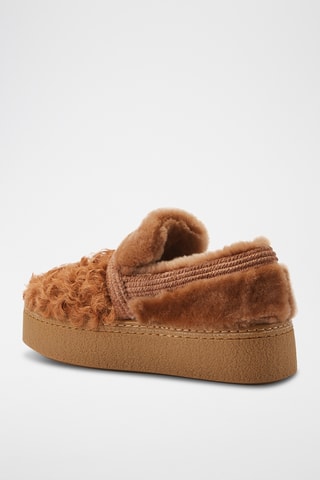 Mocasines de piel ovina con plataforma - Marrón