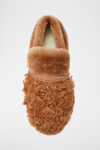 Mocasines de piel ovina con plataforma - Marrón