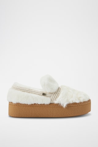 Mocasines de piel ovina con plataforma - Blanco