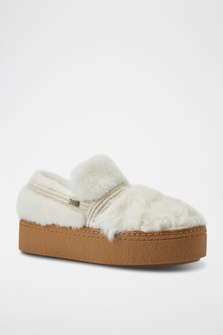 Mocasines de piel ovina con plataforma - Blanco