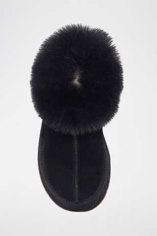 Zuecos de piel ovina con plataforma - Negro