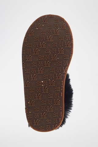 Zuecos de piel ovina con plataforma - Negro