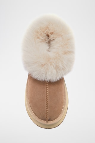 Zuecos de piel ovina con plataforma - Beige