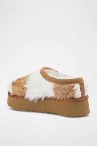 Zuecos de piel caprina y ovina con plataforma - Marrón