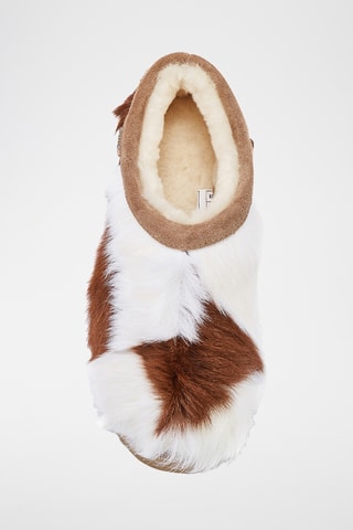 Zuecos de piel caprina y ovina con plataforma - Marrón