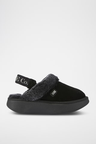 Sandalias de piel ovina con plataforma - Negro