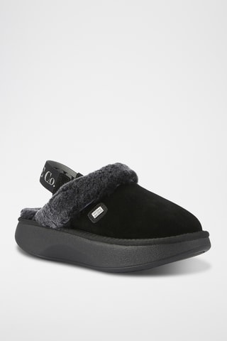 Sandalias de piel ovina con plataforma - Negro