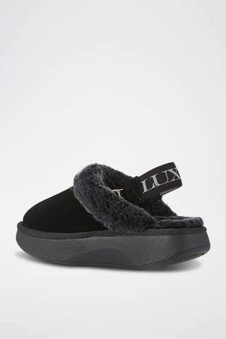 Sandalias de piel ovina con plataforma - Negro