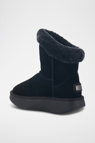 Botas de piel ovina con plataforma - Negro