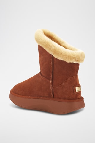 Botas de piel ovina con plataforma - Marrón