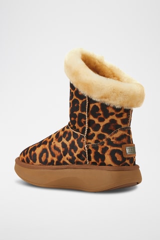 Botas de piel ovina con plataforma - Marrón