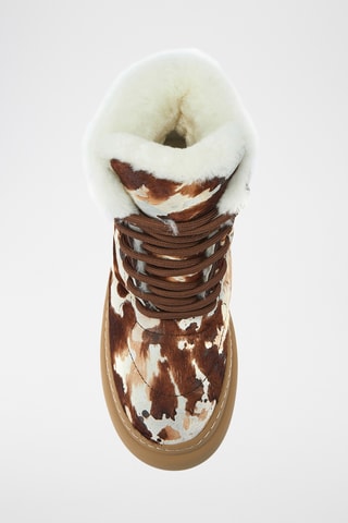 Botas de piel ovina con plataforma - Marrón