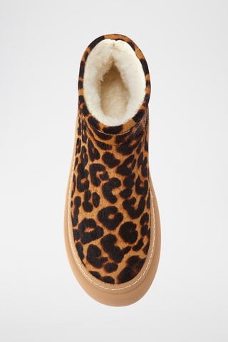 Botas de piel ovina con plataforma - Marrón