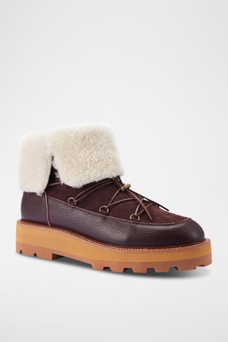 Botas de piel ovina con plataforma - Marrón