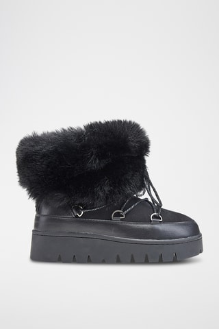 Botas de piel ovina con plataforma - Negro