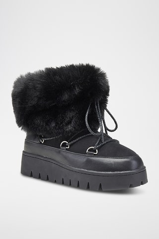 Botas de piel ovina con plataforma - Negro