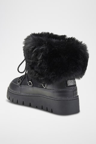 Botas de piel ovina con plataforma - Negro